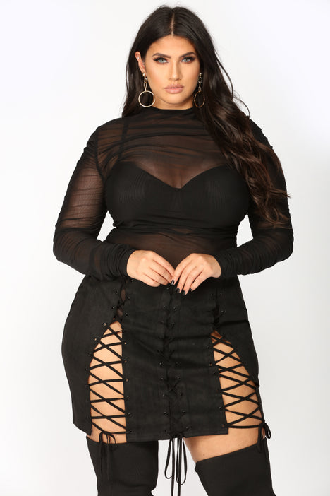 Drop It Down Low Mesh Dress - Black ...